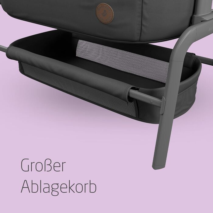 Дитяче ліжечко Maxi-Cosi Iora, складне, 0-6 місяців, макс. 9 кг, 4 положення нахилу та 5 положень висоти, легко штовхати, зручний матрац, великий кошик, легко переносити, колір Essential Graphite