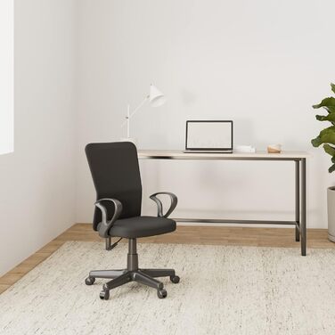 Офісний стілець TRESKO, стілець для роботи, обертовий стілець, з підлокітниками та плавнохідними пластиковими колесами, безступінчасте регулювання висоти, м&39яке сидіння, ергономічна посадка, підйомник, протестовано SGS, з підлокітниками, чорний