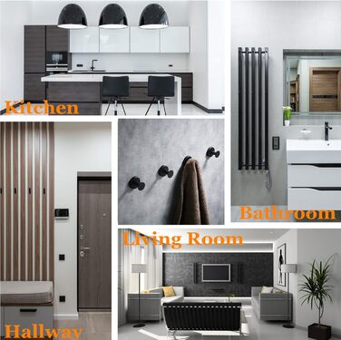 Настінні гачки для ванної кімнати, гачки для одягу, гачки для рушників, настінні, 4 шт., чорні аксесуари, надміцні, вішалка для капелюхів, вішалка для одягу, чорний, 9777B-4