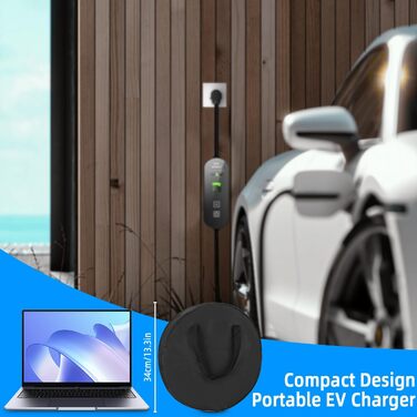 Тип 2 зарядний кабель Schuko, 3.5KW 6-16A Портативний зарядний кабель EV Зарядні пристрої з керованим цифровим дисплеєм для електр