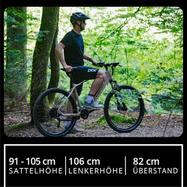 Гірський велосипед Remington XR01 E-Bike 29 дюймів для чоловіків та жінок 165 - 190 см Електровелосипед з акумулятором 540 Втгод, електричний гірський велосипед, 10-швидкісний педелек, 25 км/год, рама 50 см, сірий/бежевий