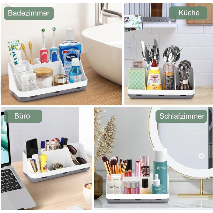 Тримач для зубної щітки для органайзера для ванної кімнати, тримач для електричної зубної щітки та зубної пасти, органайзер для ванної кімнати та сімї на 7 отворів (білий)