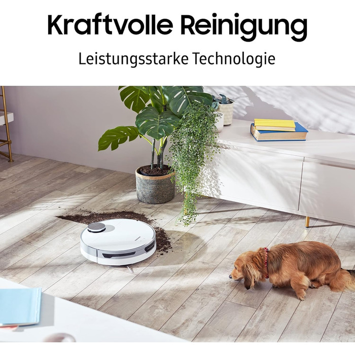 Робот-пилосос Samsung Jet Bot VR30T85513W/WA, потужність всмоктування 5 Вт, 0,3 , станція очищення, датчик LIDAR, інтелектуальне к