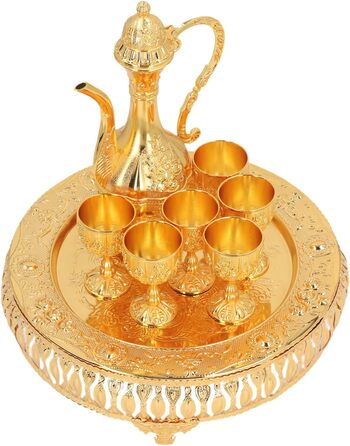 Арамокс Вінтажний чайний сервіз, сплав цинку, елегантний дизайн, ретро-набір для вина, для декору дому, святкових обідів та сімейних зустрічей