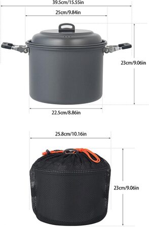 Багатофункціональний похідний посуд, легкий, для кемпінгу, пікніків, каструлі для супу, кемпінгові каструлі для 4-7 осіб, міцний алюміній, похідний посуд, каструлі для супу на відкритому повітрі, каструлі для гриля