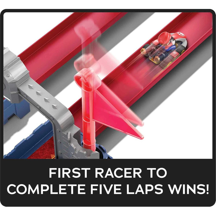 Фортеця Боузера, модульний набір треків із прямими гоночними трасами, прапорці для підрахунку кіл, фігурка Боузера, автодром у под