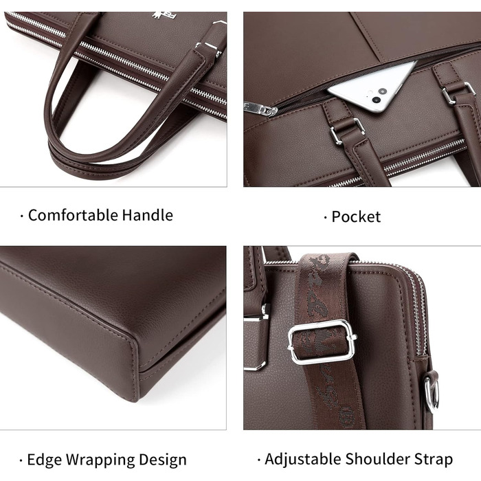 Чоловіча ділова сумка FSD.WG, водонепроникний шкіряний портфель, сумка для ноутбука на плече для бізнесу, школи, подорожей, знімни