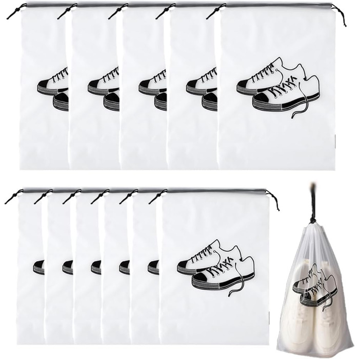 Прозорі сумки для взуття, 10 шт. Дорожня сумка для взуття 2 розмірів, водонепроникні сумки для зберігання, сумка для зберігання взуття зі шнурком, сумка для взуття, пилозахисна, сумка для зберігання взуття