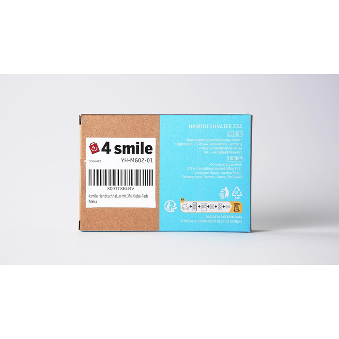 Рушникосушка 4smile без свердління, комплект з 6 шт. - Чорні гачки для рушників у ванній кімнаті як практичні клейкі гачки - Висок