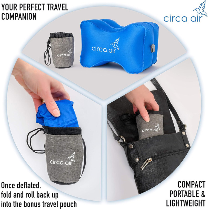 Надувна подушка для коліна Circa Air для тих, хто спить на боці - ортопедична подушка для коліна для сну, полегшення ішіасу, болю в спині, болю в ногах, стегнах або суглобах. Важить лише 56 г, ідеально підходить для