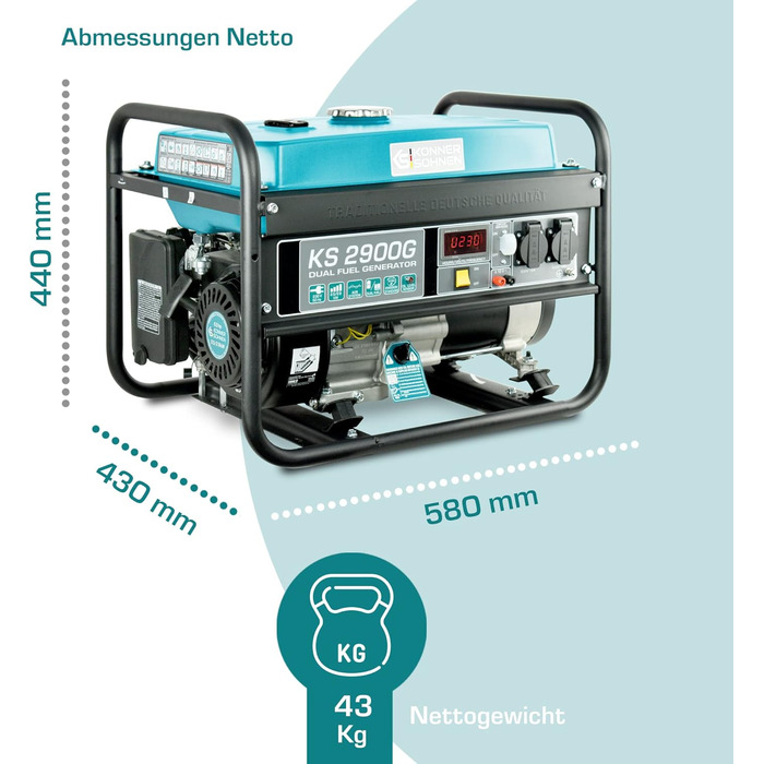 Двопаливний генератор Knner&Shnen KS 2900G (бензин/газ), 2900 Вт