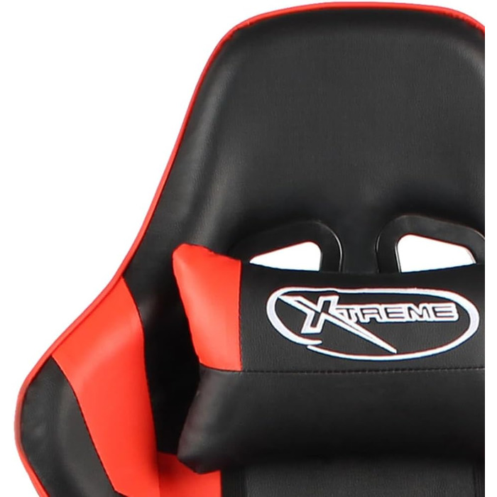 Геймерське крісло з підставкою для ніг, обертове, червоний ПВХ, ергономічне обертове крісло з високою спинкою та 2 подушками, регульоване по висоті комп&39ютерне крісло з висувною підставкою для ніг для офісу