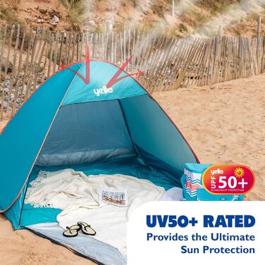 Пляжний намет Yello Pop-Up На 3-4 особи із захистом від ультрафіолету UPF 50 Преміальний пляжний сонцезахисний намет Легке встановлення Пляжний кемпінг для пікніка Синій