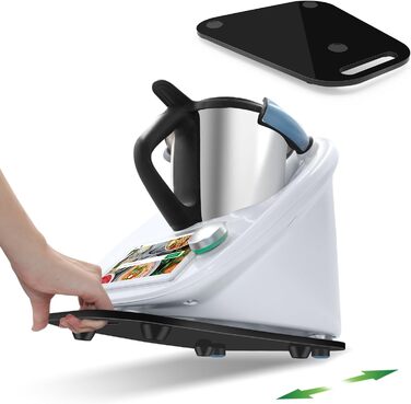 Для розсувної дошки Thermomix TM6, аксесуарів для акрилової розсувної дошки, швидкопереміщеної рухомої дошки для кухонного комбайна Thermomix Vorwerk TM 6 TM5 Аксесуари Pad Board (чорний)