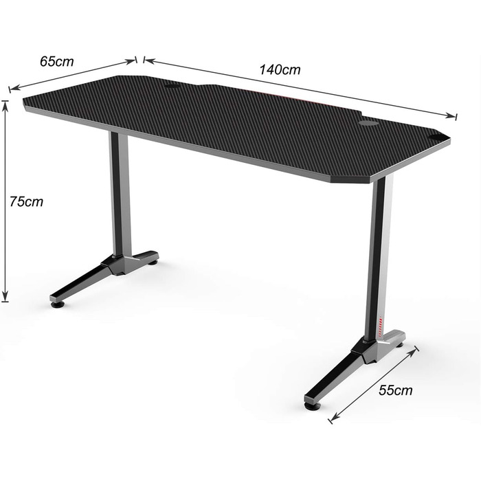 Ігровий стіл SogesHome 140 см, комп&39ютерний стіл у Т-подібній формі, ігровий стіл для ПК з килимком для миші, підставкою для склянок та гачком для навушників, офісний стіл, ергономічний ігровий стіл