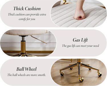 Регульоване офісне крісло Chairus з шенілу для домашнього використання, обертове комп&39ютерне крісло, сучасне туалетне крісло, письмове крісло з відкритою спинкою (бежевий)