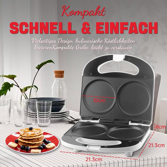 Міні-млинниця SugarWhisk, млинниця, електрична подвійна млинцева сковорода, сковорода для млинців, ідеально підходить для млинців,