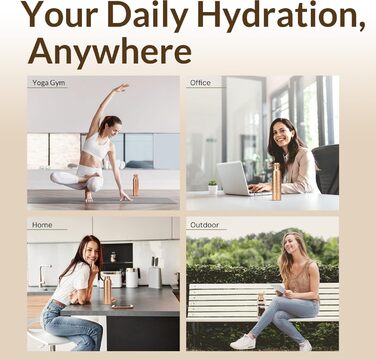 Пляшка для води CLEO HOME (950 мл/32 унції) ручної роботи, кувана, зі 100 аюрведичної міді, зі щіткою для чищення та лляним чохлом Перевірена в лабораторії, герметична пляшка, класична