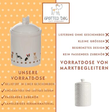 Керамічна банка для зберігання Spotted Dog Gift Company, керамічна банка з кришкою, контейнер для зберігання, банка з мотивом собаки, декор для кухні з собакою, кухонний аксесуар та подарунок для власників собак