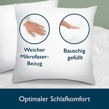 Комплект із 2 подушок Beautissu 80x80 см, стьобані подушки з мікрофібри 800 г, наповнювач з внутрішнього шва - подушки для сну, які можна прати, в подвійній упаковці - підходить для алергіків та має сертифікат Oeko-TEX - BeautNuit UK 80x80 см (2 шт.)