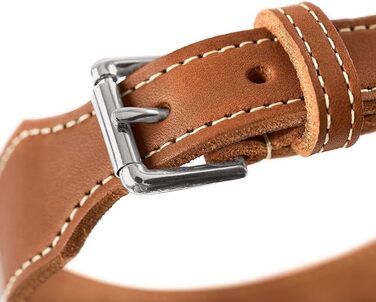 Ошийник для собак Hunter Aalborg ЕКСТРАШИРОКИЙ, колір коньяк, з м'якої шкіри напів-аніліну, з елегантним контрастним швом, виготовлено в Німеччині, розмір 35 коньяк 35