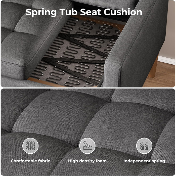 Місний диван, 2-місний диван, маленький диван з 2 декоративними подушками, міні-диван з підлокітниками, для вітальні, спальні, квартири, офісу, 121 x 77 x 87 см, темно-сірий, 2-