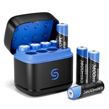 Акумуляторних літієвих батарей із швидким зарядним пристроєм, висока ємність 3600 мВтгод, 1500 циклів зарядки, батарейки типу АА, швидка зарядка 5 В 3 А для нікель-металгідридних та літієвих батарей, вхід типу C, 8
