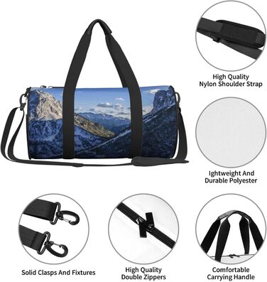 Спортивна сумка-мішок для подорожей, зимовий пейзаж з горами, сумка на ніч, чорна, універсальний розмір, дорожня сумка