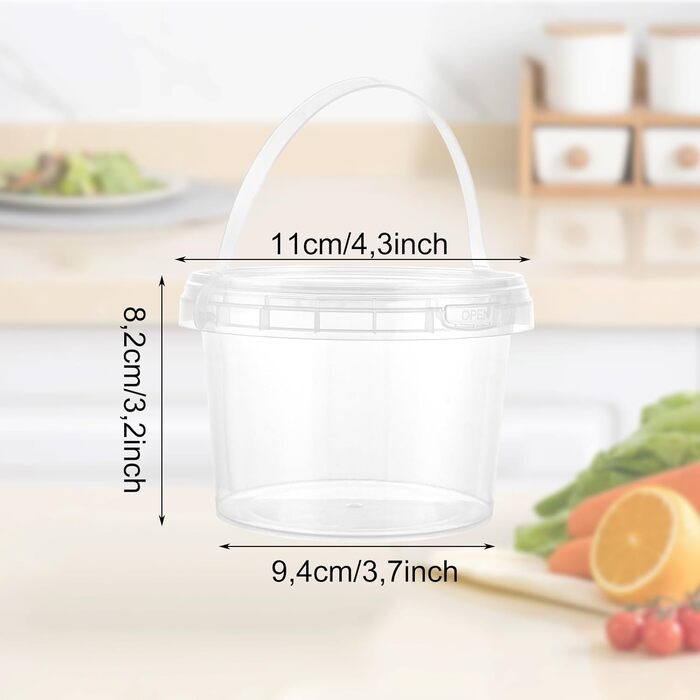 Набір із 30 предметів багаторазових пластикових контейнерів з кришками, 500 мл/17 унцій. Ці контейнери для делікатесів, пластикові стаканчики та пластикові коробки підходять для їжі, супів та фруктів. Герметичні.