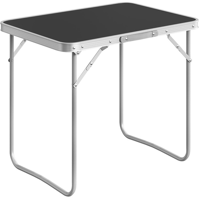 Кемпінговий стіл WOLTU з алюмінієвою рамою та ручкою, садовий стіл з МДФ, складний дорожній стіл, для пікніків, пляжу та використання на свіжому повітрі, 70 x 60 x 50 см (Ш x В x Г), чорний