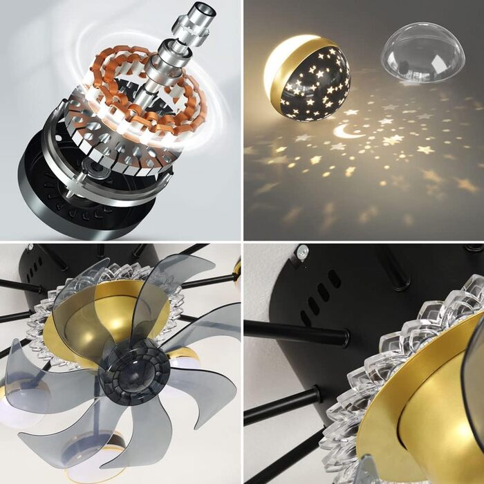 Вт світлодіодний стельовий світильник з регулюванням яскравості, стельовий вентилятор зі світлодіодним підсвічуванням, регульовано