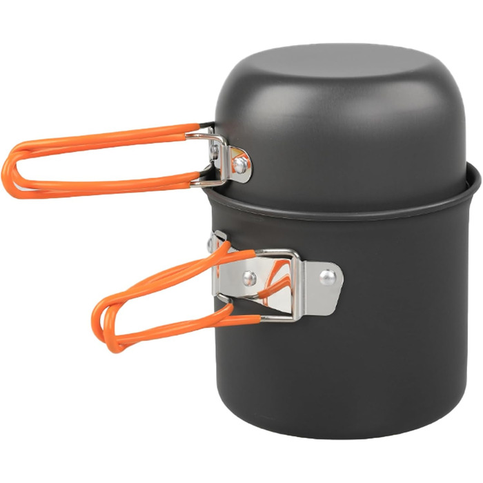 Посуд для кемпінгу та пікніків, набір туристичного посуду з антипригарним покриттям, каструлі та сковороди для приготування їжі на відкритому повітрі, для походів, трекінгу та подорожей з рюкзаком