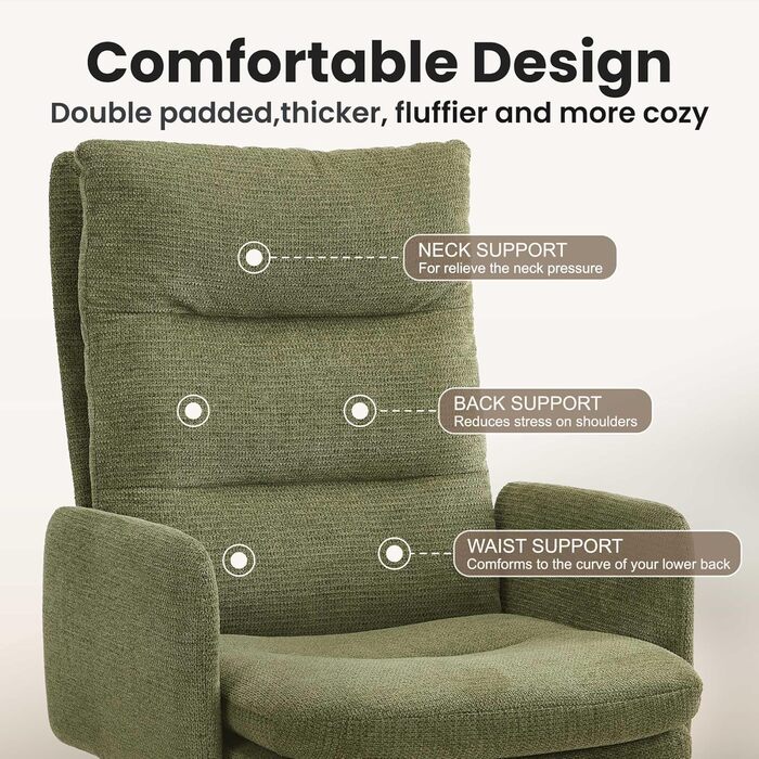 Офісне крісло IWMH з високою спинкою, ергономічне кашемірове офісне крісло, туалетний стілець з підлокітниками, поворотне крісло з регульованою висотою для офісу або вітальні (зелене)