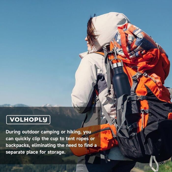 Пляшки для води Volhoply 500 мл, неізольовані, з одностінними стінками, 4 шт., спортивні пляшки для води з нержавіючої сталі з ручкою, без BPA, 18/8 304, багаторазові пляшки (мікс, 4 шт.) 4 мікс