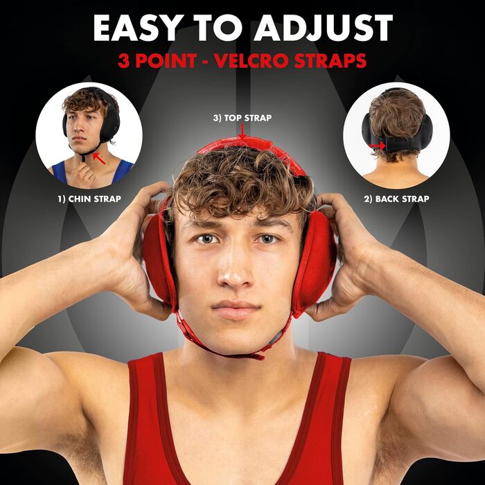 Накладки на вуха для боротьби Matman Ultra Soft, регульовані, для дітей та дорослих, червоні