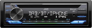 Автомагнітола JVC KD-DB622BT CD з системою гучного зв'язку DAB і Bluetooth (звуковий процесор, USB, AUX-вхід, Spotify Control, 4 x 50 Вт, підсвічування червоної клавіші, без антени) (DAB/USB/BT/Multicolor)