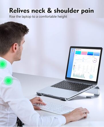 Підставка для ноутбука на стіл, ергономічна, алюмінієва, з вентиляцією, сумісна з MacBook Air/Pro, Dell XPS, HP (1117,3 дюйми), срібляста ідеально для домашнього офісу Z-silver