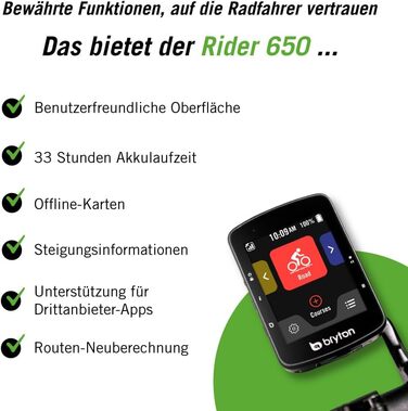Велокомп'ютер Bryton Rider 650 E, 2.8 дюйма, ANT/BLE, Електроніка/Пластик, Чорний