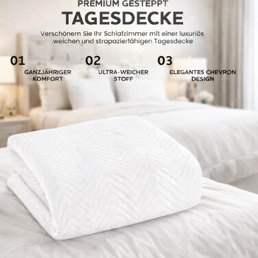 Покривало 220x240 см Двостороння ковдра зі 100 поліестеру Мяка, легка у догляді та сучасна Покривало та плед для двоспальних ліжок (Білий) Білий