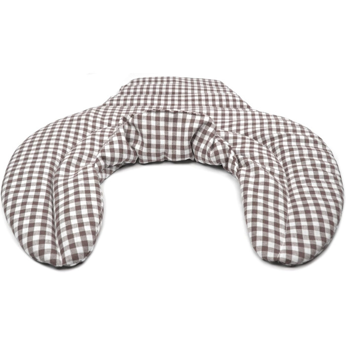 Подушка для шиї та шийного відділу хребта - шия плечі спина - коричнево-біла - подушка з органічної спельти - подушка для шиї з підігрівом - подушка з органічного зерна спельти для шиї та плечей