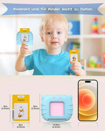 Говорячі флеш-картки, стандартна німецька мова - 255 аркушів, 510 слів, розмовні флеш-картки, розвиваючі іграшки для малюків 2-4 р