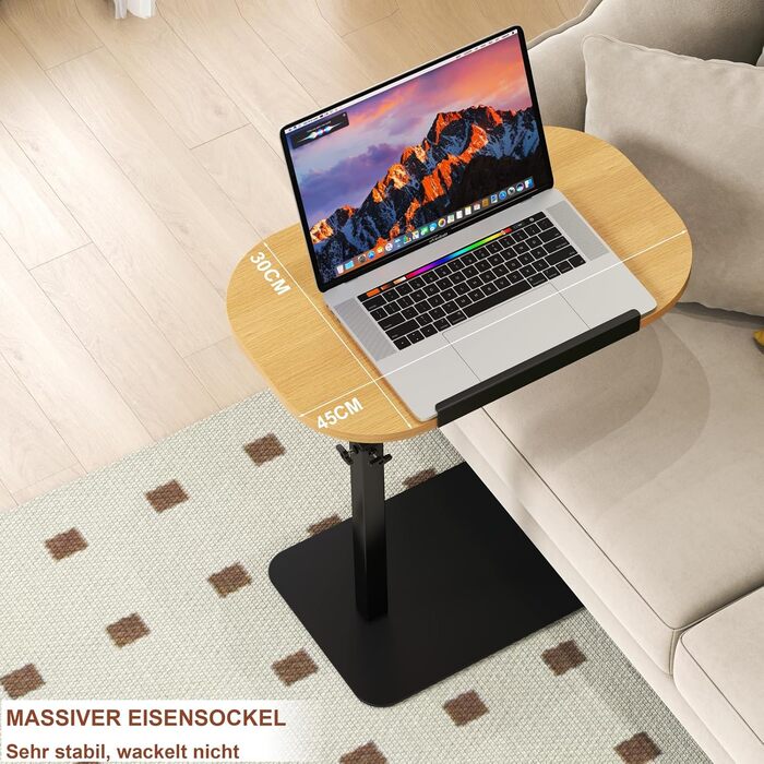 Журнальні столики з масиву дерева C-подібної форми, регульовані по висоті, журнальний столик з металевою основою, що обертається на 360, невеликий жорстокий столик, дерев&39яні жорстокі столики для дивана/ноутбука, столик для дивана у вітальні, столик для