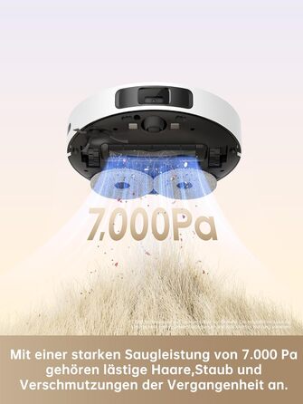 Робот-пилосос з автоматичним вивантаженням пилу, збирає пил до 90 днів, потужність всмоктування 7 000 Па, система миття DuoScrub,