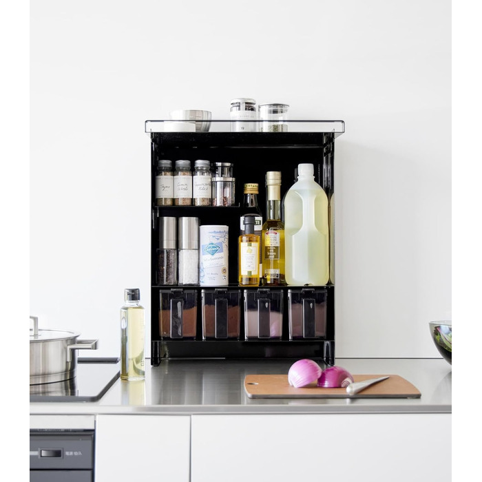 Рівнева підставка для приправ, чорна, сталь/POM смола, 38 x 16,3 x 49,2 см. Чорний колір 16,3 x 38 x 49,2 см (Д x Ш x В), 2010 TOWER 3-