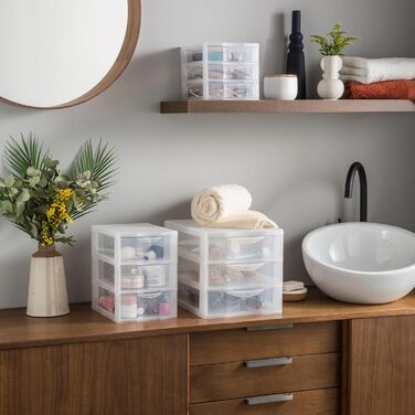 Пластиковий ящик, 3 прозорі шухляди формату А5, висота 25,5 см, можна штабелювати, ідеально підходить для зберігання косметики, пр