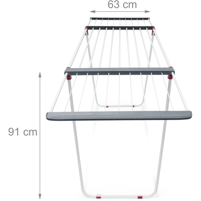 Сушарка для білизни Relaxdays, висувна, залізна, довжина сушіння 18 м, сушарка для білизни, ВхШхГ прибл. 91 x 199 x 63 см, біла