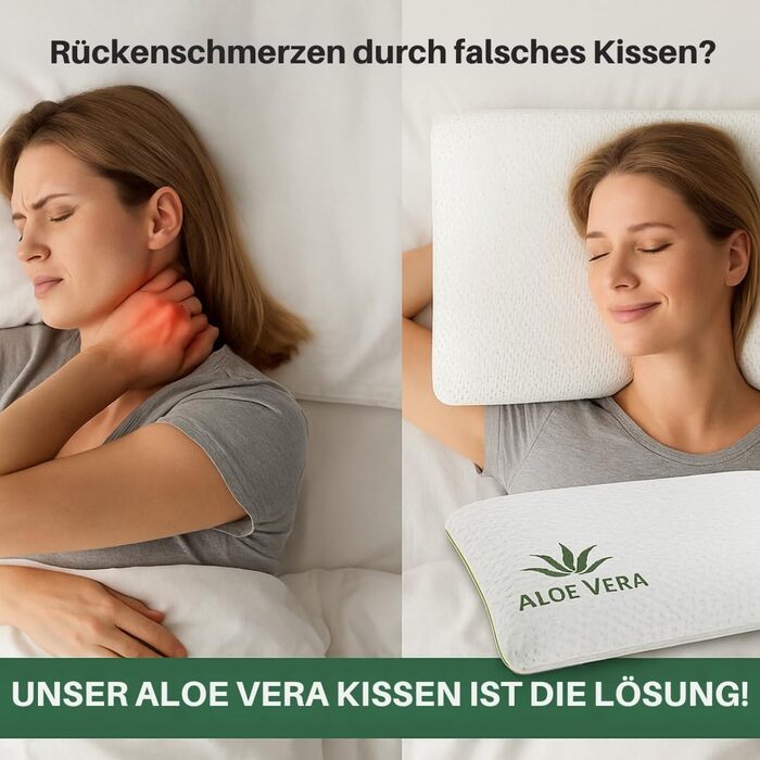 Подушка з піни з ефектом пам&39яті з алое вера, чохол, який можна прати, з екстрактом алое вера, ергономічна для голови та шиї, біла