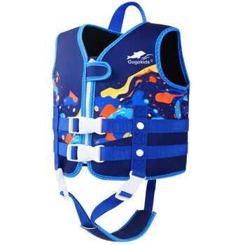 Плавальний жилет Gogokids для малюків 1-5 років 15-30 кг, дитячий плавальний жилет з подвійними регульованими ремінцями, плавальний жилет для немовлят, дівчаток та хлопчиків, регульований для басейну та пляжу, розмір L (4-5 років), темно-синій