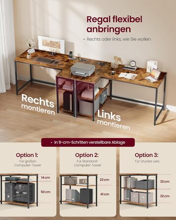 Г-подібний кутовий стіл, комп&39ютерний стіл з місцем для зберігання, офісний стіл, полиця з регульованою висотою, для домашнього офісу, з 2 розетками змінного струму та 2 USB-портами, 120 x 80 см, вінтажно-коричневий LWD132KD01 Подовжувач живлення 120 x 