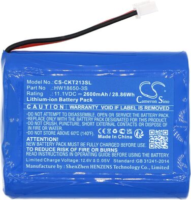 Замінний акумулятор Cameron Sino для Clarke-Tech CT 2013, артикул Clarke-Tech HW18650-3S 2600mAh / 28.86Wh